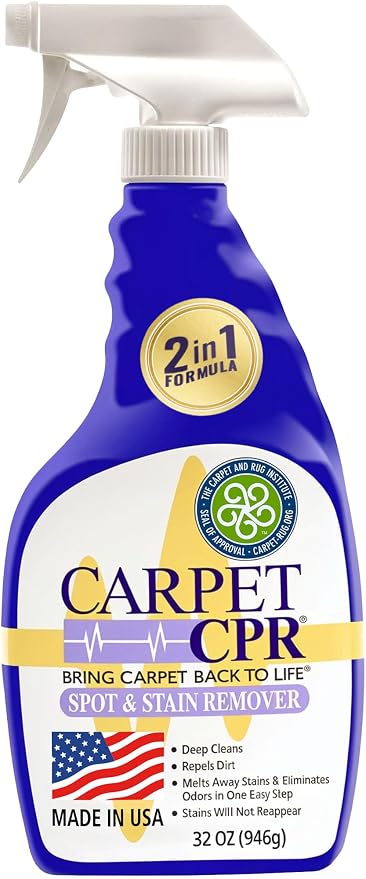 Carpet CPR Spot & Stain Remover (32 oz.) - Eliminates Stains & Odors On Carpet, Rugs, & Car Mats In Seconds, Removes Toughest Carpet Spots Permanently