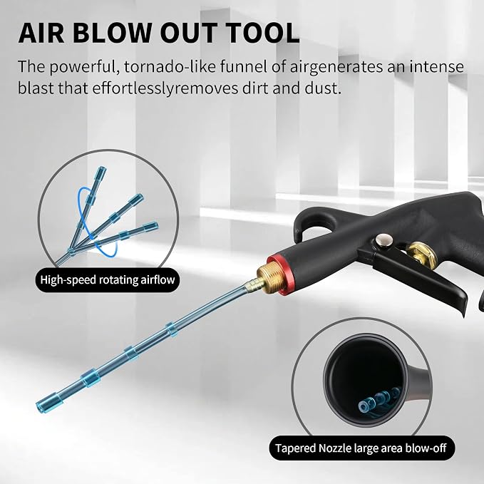 car Cleaning air Blow Gun Compressor Tools Accessories auto Detailing Supplies Interior attachments blowguns 4-piece kit Set - Uses Air Compressor - Blasts Dust, Dirt & Grime Fast