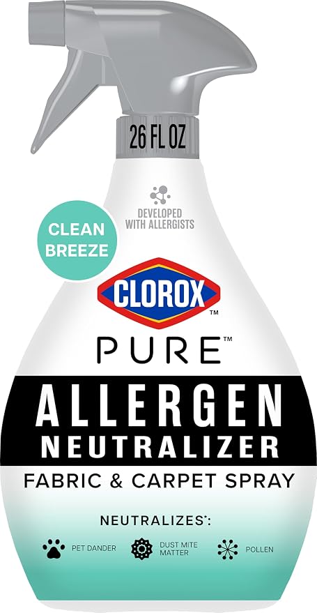 Clorox PURE Allergen Neutralizer Fabric and Carpet Spray, Clean Breeze, 26 Fluid Ounces