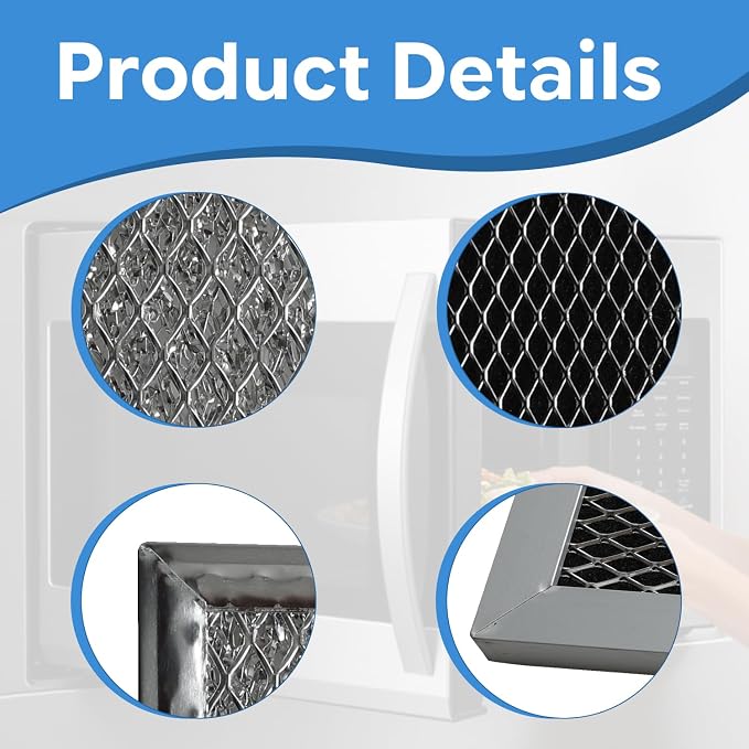 4PCS Microwave Charcoal Filter and Grease Filter Set Compatible with Samsung ME19R7041FS ME19R7041FS/AA ME19R7041FT ME19R7041FT/AA ME19R7041FB ME19R7041FB/AA