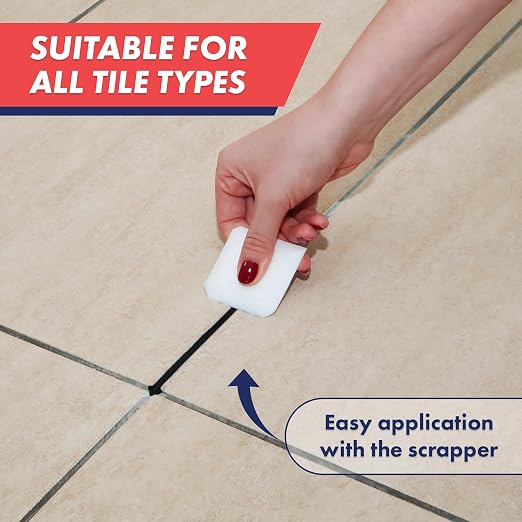 Tile Grout, Repair Kit, Restore & Renew Tile Joints Line, Fast Drying Tile Grout Paint Squeeze Tube for Bathroom Shower Kitchen Floor, Waterproof (8.8 oz, Black)