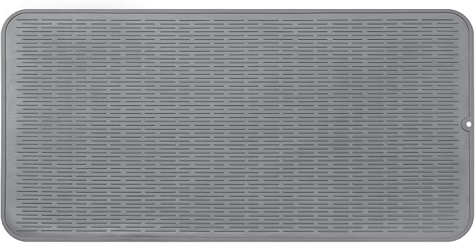 MicoYang Silicone Dish Drying Mat for Multiple Usage,Easy clean,Eco-friendly,Heat-resistant Silicone Mat for Kitchen Counter or Sink,Refrigerator or Drawer Liner Grey 5XL 36inches x 18inches