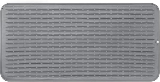 MicoYang Silicone Dish Drying Mat for Multiple Usage,Easy clean,Eco-friendly,Heat-resistant Silicone Mat for Kitchen Counter or Sink,Refrigerator or Drawer Liner Grey 5XL 36inches x 18inches