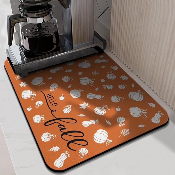 Fun Coffee Mat 24inx18in,Coffee Bar Mat for Countertops,Absorbent Hide Stain Anti-Slip Coffee Bar Accessories Fit Under Coffee Machine Mat,dish Drying Mats for Kitchen