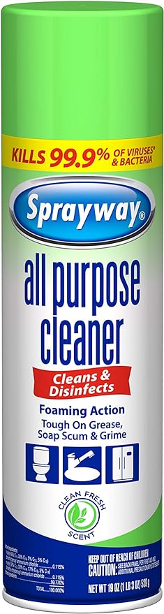 Sprayway All Purpose Cleaner Foaming Spray | Fresh Scent | 19oz | 1 Pack | Disinfectant, Foaming Multi-Surface Cleaner, Cuts Grease & Grime | Kills 99.9% of Germs