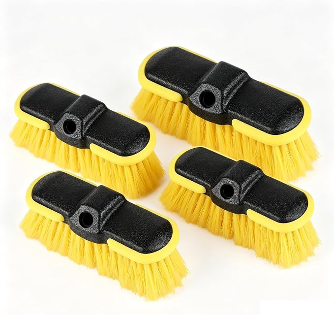 Car Wash Brush Head, 8'' Scrub Brush Attachment for Long Handle Extension Pole,Outdoor Broom and Scrubbing Brush for Cleaning Window, Wall, House Floor, Deck, Patio, Car (8in-4 Pack)