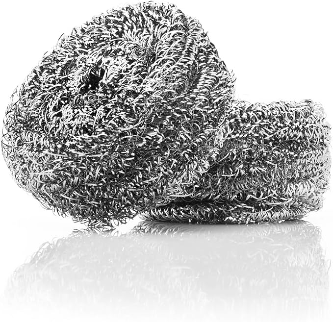 Stanley Home Products Stainless Steel Scrubbers – Rust Resistant Sponge for Pots, Pans, Grills, Ovens, Sinks and Tools – Metal Scrubbers for Kitchen & Garage Cleaning (3 Pack - 6 Count)