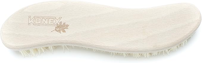 Konex Heavy Duty Scrub Brush - Old-Fashioned Wooden Design, Curved for Bathtubs, Wall and Floor Tiles - S-Shaped for Grime and Mildew Removal (Pack of 2)