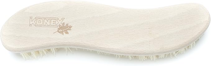 Konex Heavy Duty Scrub Brush - Old-Fashioned Wooden Design, Curved for Bathtubs, Wall and Floor Tiles - S-Shaped for Grime and Mildew Removal