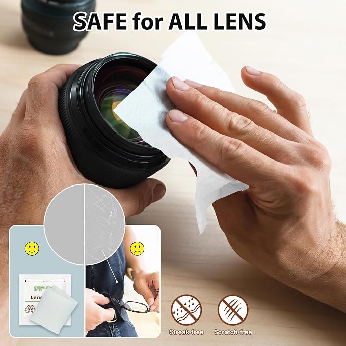 200 Count Lens Wipes for Eyeglasses, Eye Glasses Cleaner Wipes Pre-moistened Individually Wrapped Sracth-Free Streak-Free Eyeglasses Cleaning for Sunglass, Camera Lens, Goggles