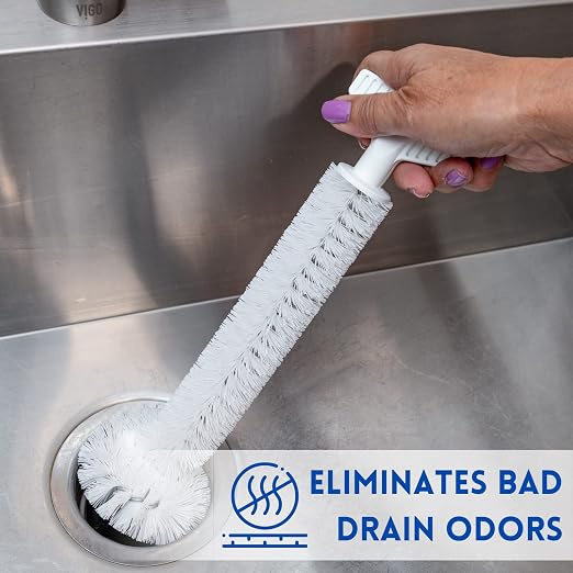 Universal Garbage Disposal Cleaner - 12" Long Kitchen Sink & Drain Cleaning Brush - Sturdy T-Grip Handle Disposer Cleaner - Removes Residue & Odor - Easy to Clean - Made in USA - FryOilSaver Co.
