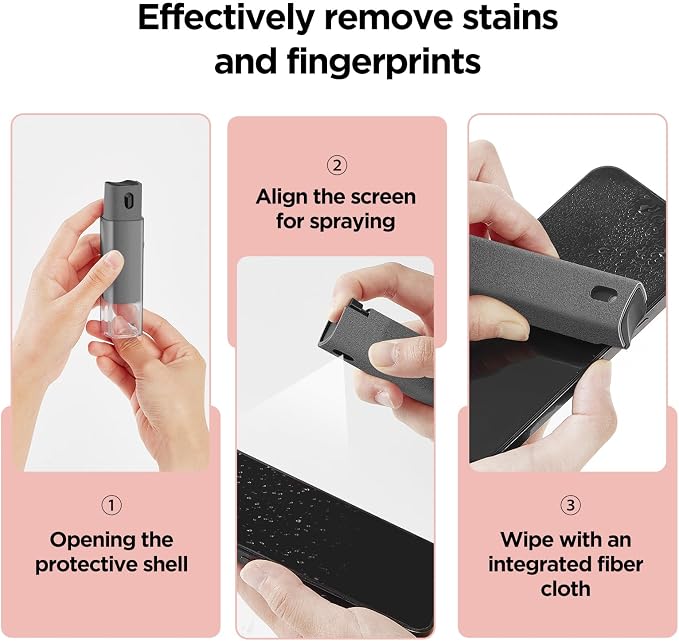 YYTT Touchscreen Screen Cleaner Spray for Phones & Car Touchscreens, (Gray) | Protective Case, Two-in-One Spray & Microfiber Cloth, Streak-Free Finish, Ideal for Phone, Laptop, MacBook & Car Touchscreens