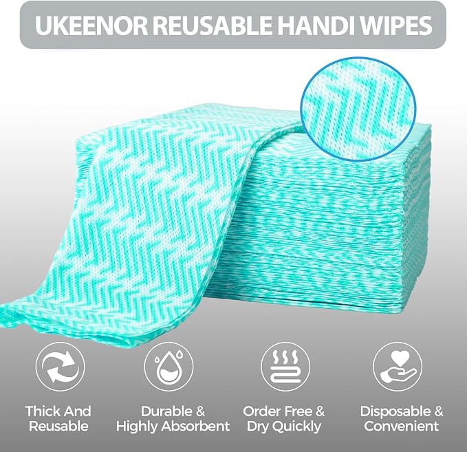 Disposable Dish Cloths,Multi use Reusable Cleaning Cloth,Machine Washable J Cloth,Heavy Duty Handy Cleaning Wipes 11.8" X 19.6" (Green 50 Count)