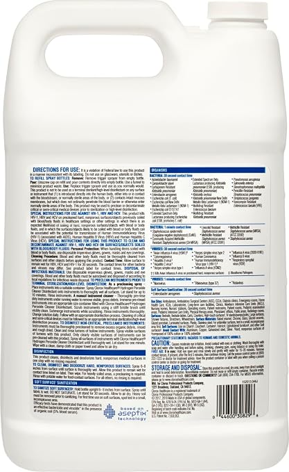Clorox Healthcare Hydrogen Peroxide Cleaner Disinfectant Refill, Bleach Free, 128 Fluid Ounces (Package May Vary)