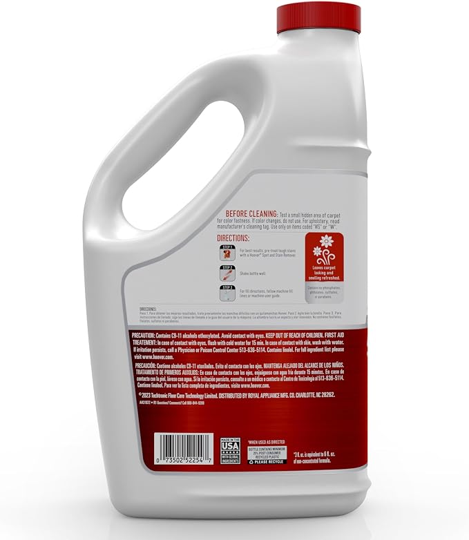 Hoover Renewal Carpet Cleaner Solution, 128 oz., Fresh Meadows Scent, Everyday Carpet Shampoo Solution, Removes Dirt and Grime from Carpet and Upholstery, Pair with Hoover Carpet Cleaner Machine