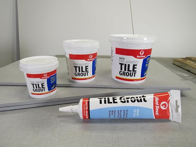 Red Devil 042260 Pre-Mixed Tile Grout - Professional Quality, Excellent Adhesion, Ideal for Wall & Floor Use - 1/2 Pint, Black, Made in USA