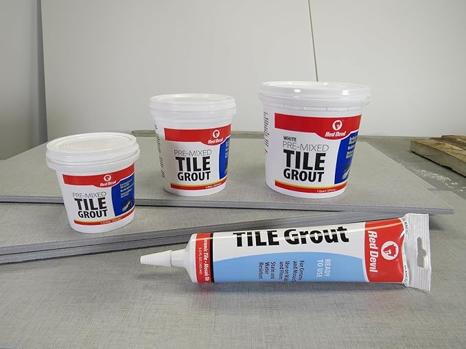 Red Devil 042260 Pre-Mixed Tile Grout - Professional Quality, Excellent Adhesion, Ideal for Wall & Floor Use - 1/2 Pint, Black, Pack of 12, Made in USA