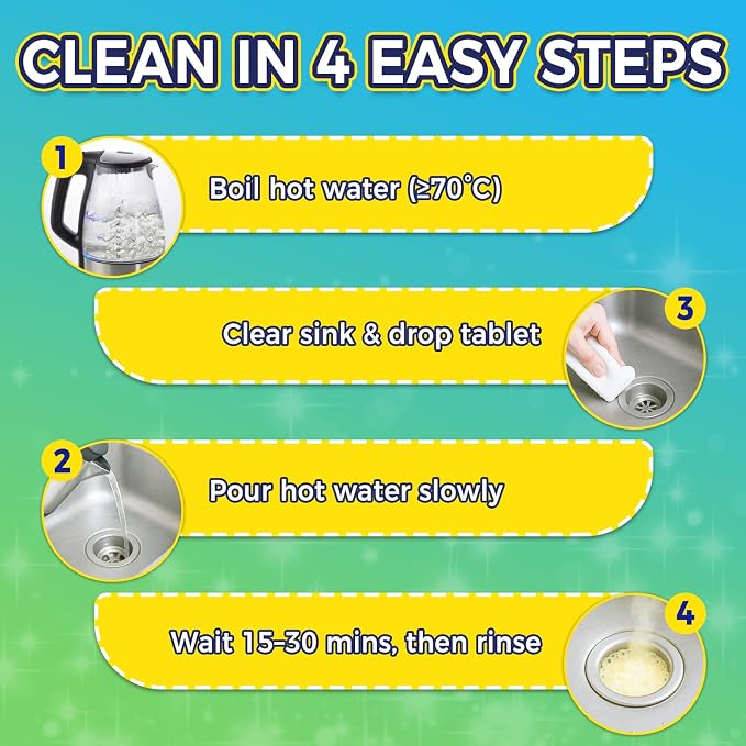 Garbage Disposal Cleaner and Deodorizer 25 Pack, Fresh Citrus Foam Sink Cleaner Tablets Fights Grease & Buildup, Remove Odor, Disposer Freshener for Home Drain Cleaning Care