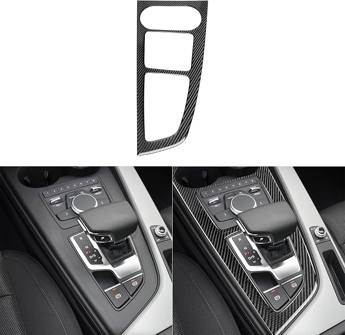 Real Carbon Fiber Trim for Audi Accessories | for B9 A4 S4 A5 S5 2020-2025 / RS5 2021-2025 Center Console Gear Shift Panel Frame Interior Thick Overlay Decal - A