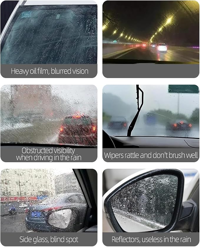 Car Windshield Cleaner & Glass Oil Film Remover, 2Pcs | Removes Oil, Grease & Fog, wiper residue, Anti-Fog Glass Emulsion Cleaner for Clear Driving Visibility,100ml