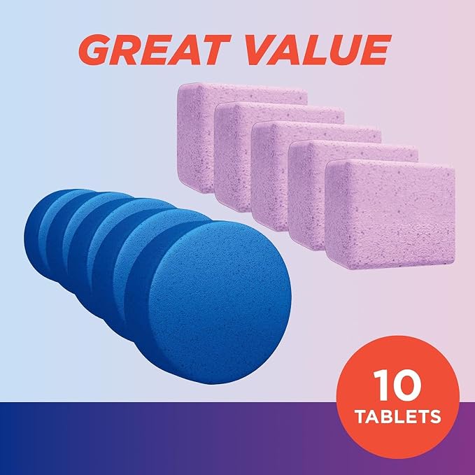Ty-D-Bol Bleach-Free Toilet Bowl Cleaner Tablets, Lavender & Blue, 10 Pack | 1.4 oz, Fights Hard Water Stains, Fights Mineral Buildup, Fights Limescale, Variety Pack of 10 tablets