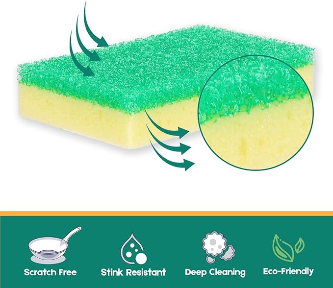 LAUNDRYLUX Scrub Sponge, Dual-Sided Temperature-Responsive Scrubber - Non-Scratch - Multipurpose Dish Sponges for Kitchens, Bathrooms, and Outdoor Use - 8 Pack