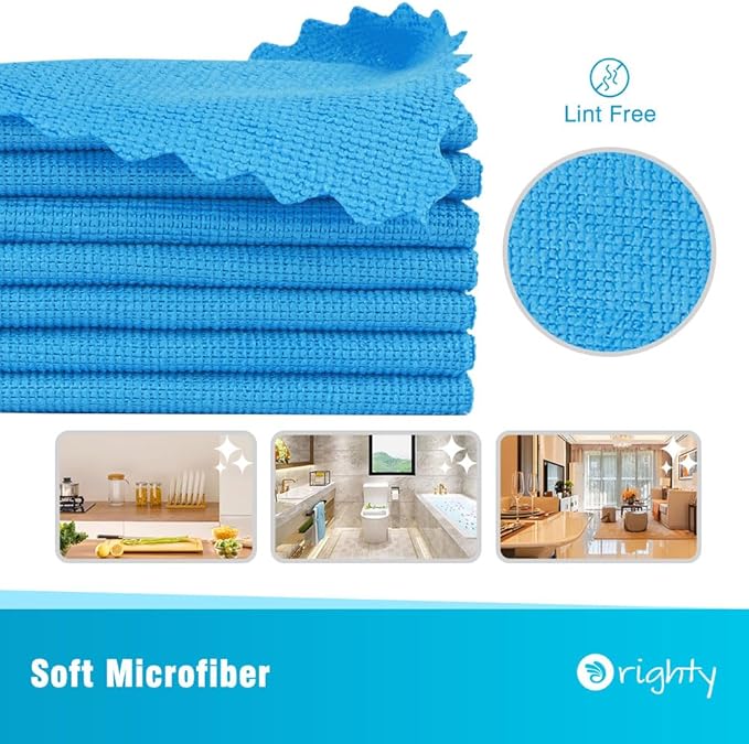Orighty Microfiber Cleaning Cloth, 200 Pack Microfiber Towels for Cars, Multi-Purpose Shop Towels Cleaning Rags Bulk for Car, Home, Kitchen, 11.5’’ x 11.5’’, Blue