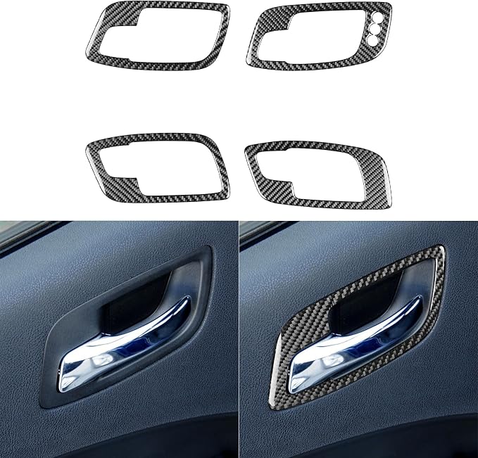 Real Carbon Fiber Trim for Dodge Charger Chrysler 300 Accessories | for Charger 2011+ Chrysler 300 2011-2023 Door Handle Sticker Interior Thick Overlay Decal - B