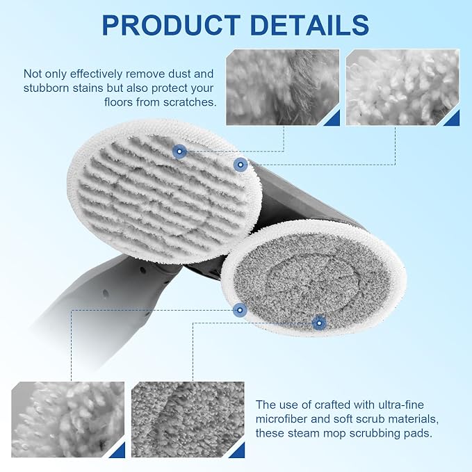 S8201 Steam Mop Pads Replacement for Shark S8201 S8001 S7001 S7201 S7000AMZ S7000 S7005 S7020 S7001C Steam Mop Steam & Scrub Dirt Grip Scrub Washable Pad