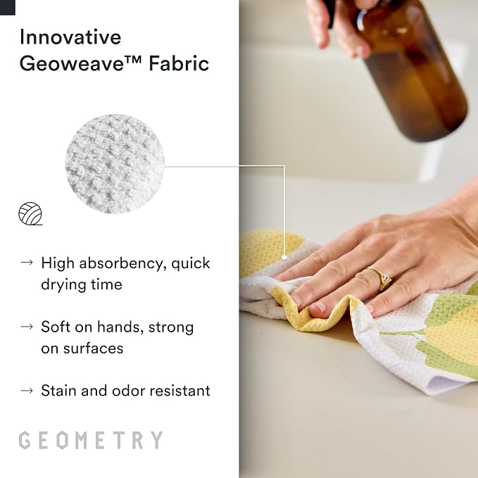 GEOMETRY Kitchen Tea Towels - Quick Dry Microfiber Dish Towels for Kitchen Sunny Lemons, 18" x 30" 1 Pack