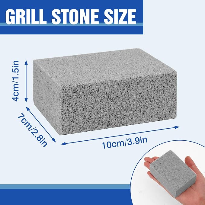 4 Pack Grill Cleaning Bricks, Pumice Stone for Cleaning Oven, Stove, BBQ Grill, Commercial Grade Cleaner for Cookers, Frying Pans, Racks, Flat
