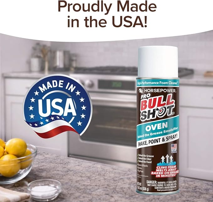 Bull Shot Oven Pro, AS SEEN ON TV, Cling Foam Melts Away Baked-On Grease, Char & Food In Minutes, Professional Strength, Shake, Point & Spray, Made in the USA, Ovens, Racks, Drip Pans & Broilers