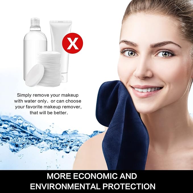 SINLAND Microfiber Facial Cloths Fast Drying Washcloth 12inch x 12inch (6pack, Blue+Navy Blue+Grey)