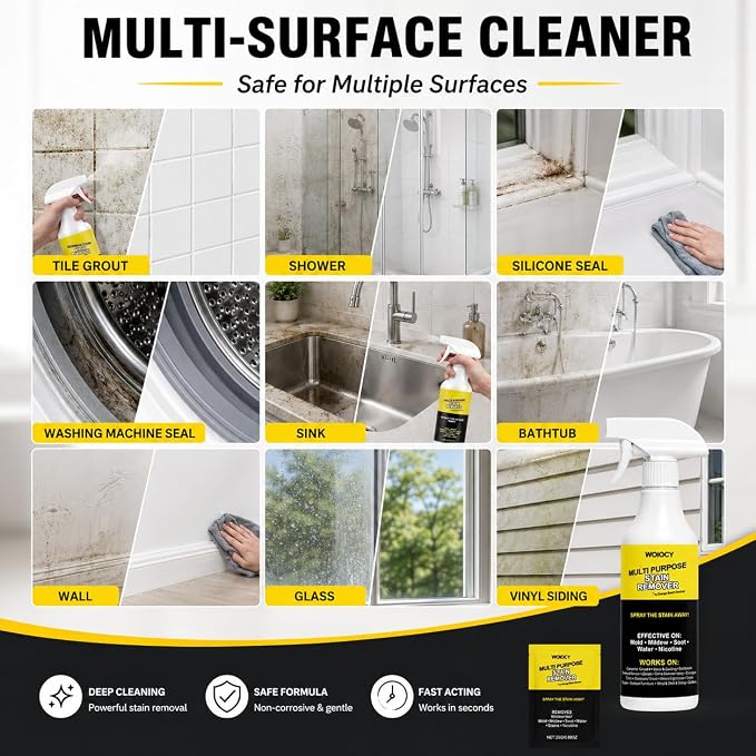 2-Pack Multi-Purpose Stain Remover, All Purpose Cleaner Spray for Water Marks, Yellowing, Soot & Residue, Indoor & Outdoor Hard Surfaces