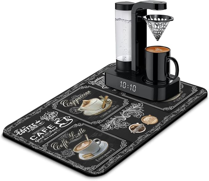 Absorbent Coffee Bar Mat - 23inx15in, Anti-Slip, Fits Under Coffee Machine, Dish Drying Mat for Countertops