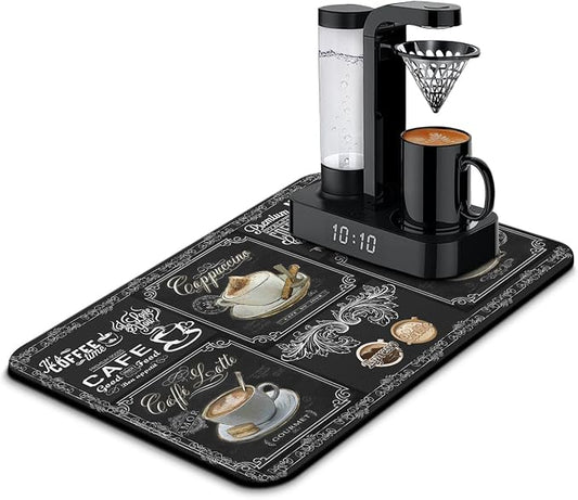 Absorbent Coffee Bar Mat - 23inx15in, Anti-Slip, Fits Under Coffee Machine, Dish Drying Mat for Countertops