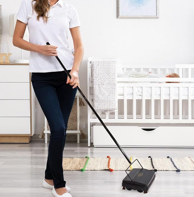 Fuller Brush 17052 Electrostatic Carpet & Floor Sweeper - 9" Cleaning Path - Lightweight - Ideal for Crumby Messes - Works On Carpets & Hard Floor Surfaces - Red