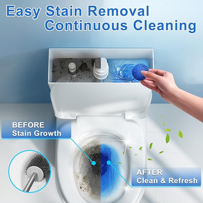 Msvvko Toilet Bowl Cleaner Tablets 40 Pcs, Septic Safe Automatic Toilet Tank Cleaner with Sustained-Release Technology, Powerful Long-Lasting Blue Tabs for Bathroom Stain Remover & Deodorizer