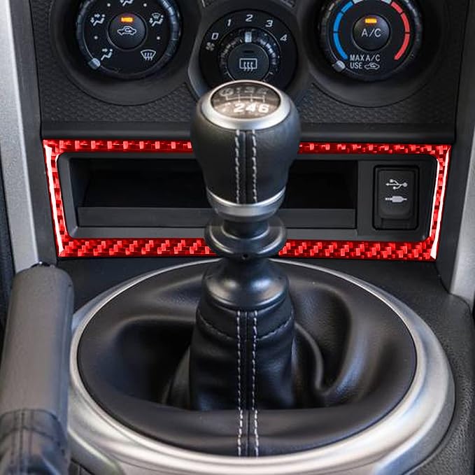 Car Decals Storage Box Glove Box Trim Stickers Interior Compatible with Scion FR-S 2013 2014 2015 2016 / Toyota 86 2017 2018 2019 2020 Red Real Carbon Fiber Accessories