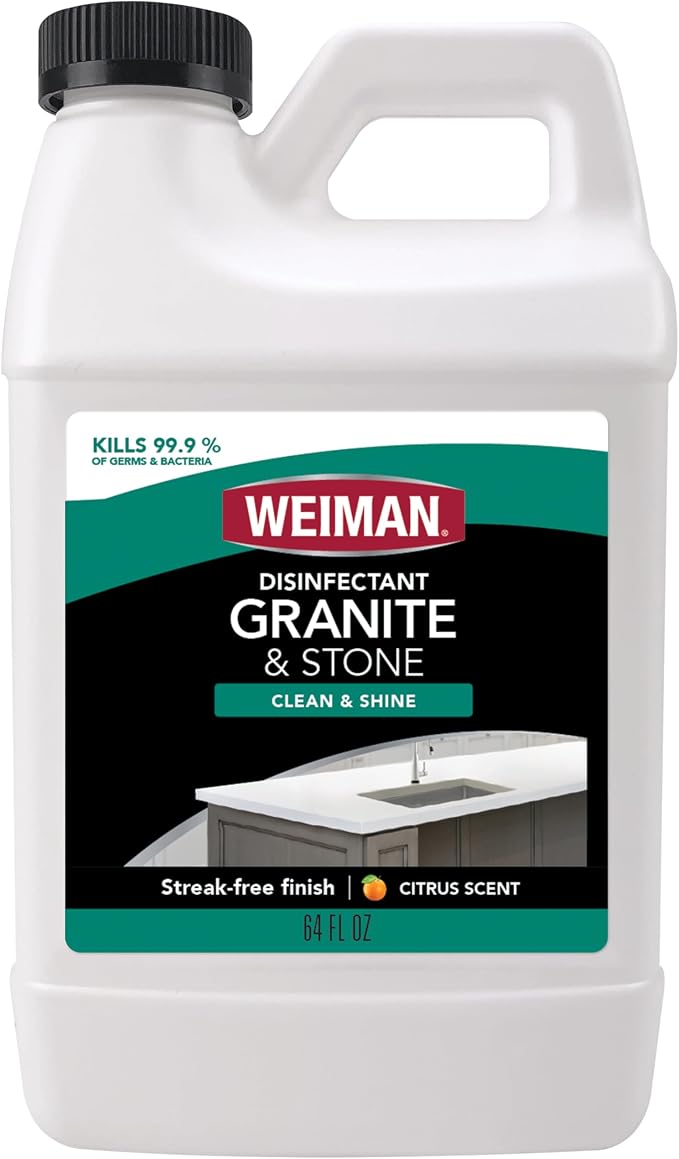 Weiman Disinfecting Granite Daily Clean & Shine Refill, 64 Oz - Safely Clean Disinfect and Shine Granite Marble Soapstone Quartz Quartzite Slate Limestone Corian Laminate Tile Countertop