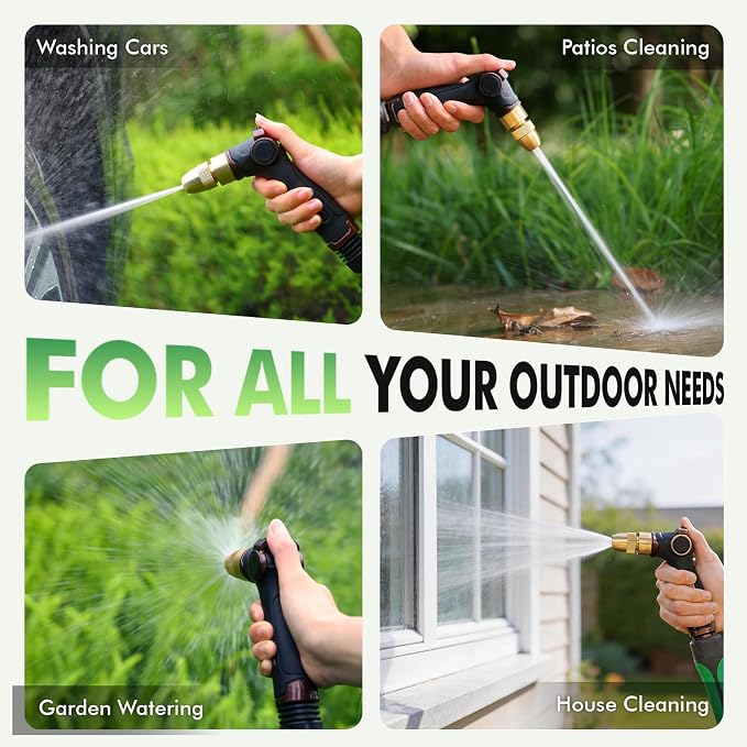 RESTMO Garden Hose Nozzle, Heavy Duty Water Hose Sprayer for Outdoor | Zinc Alloy Metal, Thumb Control, Precise Flow, Adjustable Spray Patterns, Leak-proof, Ideal for Lawn & Plant & Car, Brown