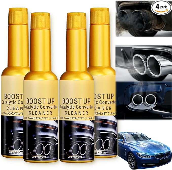 Boost Up Catalytic Convertor Cleaner, Auto Parts Engine, Catalytic Converter Cleaner, Exhaust System Pipe Carbon Removal Cleaner Treatment Additive Oil, fuel injector cleaner Oil Additive(4Pcs*120ml)