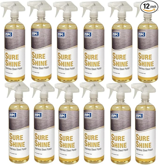 Sure Shine: Stainless Steel Cleaner & Polish, RTU, Quart - Case of 12