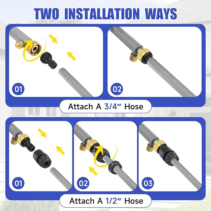 High Pressure Power Washer Wand, Hydro Jet Nozzle for Garden Hose, Watering Sprayer Cleaning Tool, Wand Lance for Gutter Patio Car Pet Window Glass, Grey