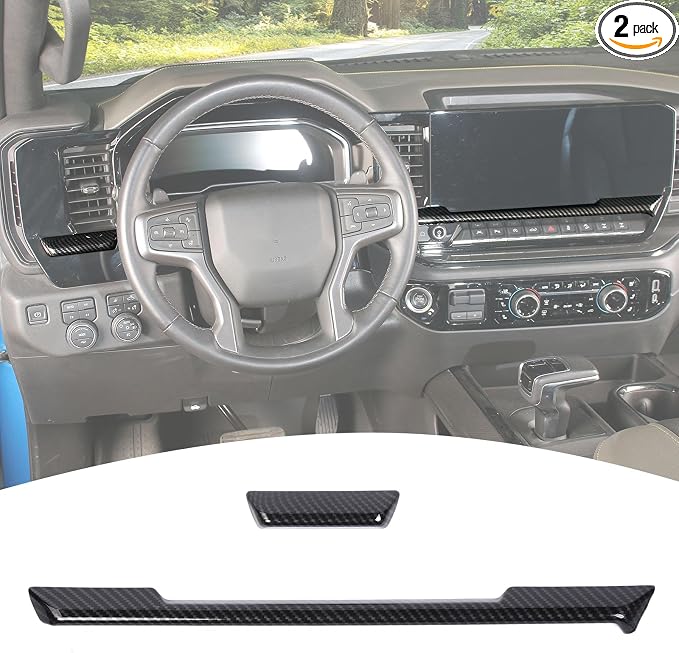 for Silverado Dashboard Panel Trim Compatible with Chevy Silverado 2022 2023 2024 Carbon Fiber Interior Accessories 2pcs