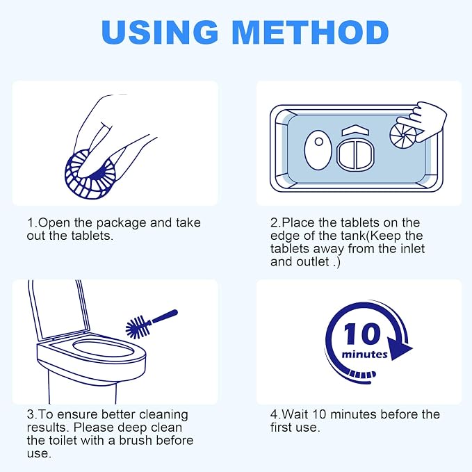 CHMI 100 Pack Toilet Bowl Cleaner Tablets, Long-lasting Bathroom Toilet Tank Cleaner.(Blue)
