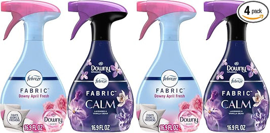 Febreze Odor-Fighting Fabric Refresher,Downy Calm and Downy April Fresh,16.9oz,(Pack of 4)