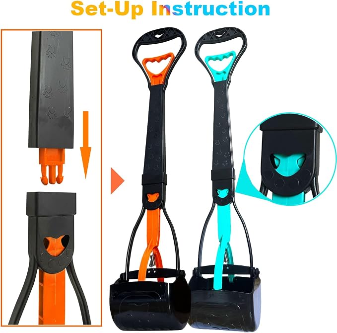 ienjoyed 2-Piece Pooper Scooper for Large Medium & Small Dogs Heavy Duty,Long Handled Dog Poop Scooper for Grass,Durable Dog Poop Pick Up Tool
