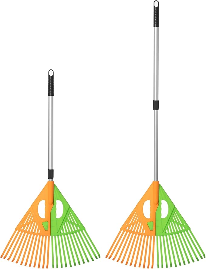 Extendable Long-Handle Leaf Grabber Rake Broom for Leaves Grass and Yard Debris Perfect for Garden Cleanup Outdoor Maintenance