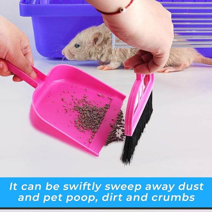 Mini Broom and Dustpan Set - Compact Cleaning Kit for Home, Car, Camping, Small Spaces, Pet Cleanup, and Travel - Durable Small Broom and Dustpan Set Mini - Pink Broom